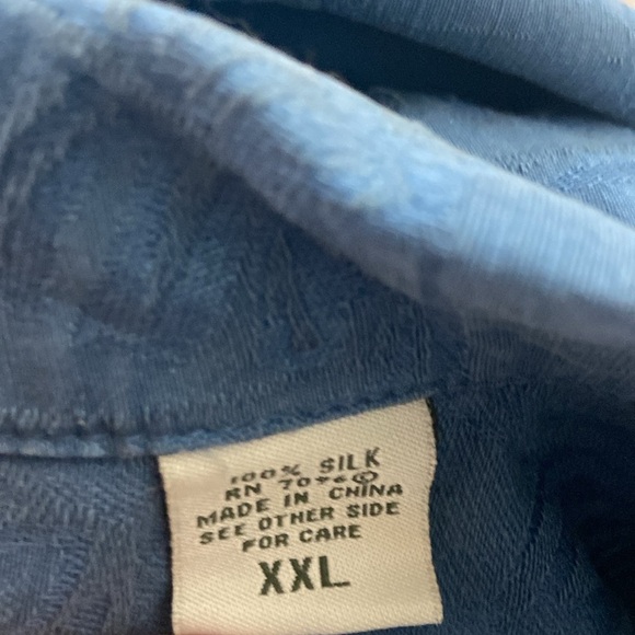Batik Bay Men’s 100% Washable Silk Button Front Shirt Sz XXL Blue - Picture 4 of 4